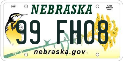 NE license plate 99FH08