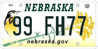 NE license plate 99FH77