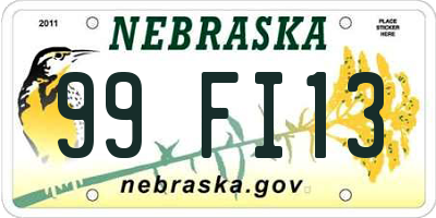 NE license plate 99FI13