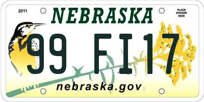 NE license plate 99FI17