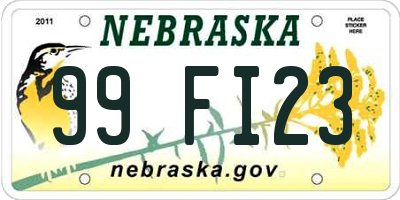 NE license plate 99FI23