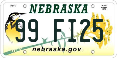 NE license plate 99FI25