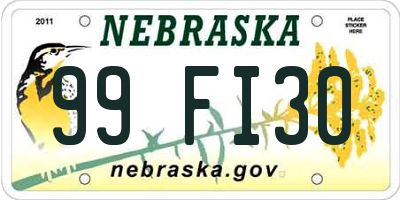 NE license plate 99FI30