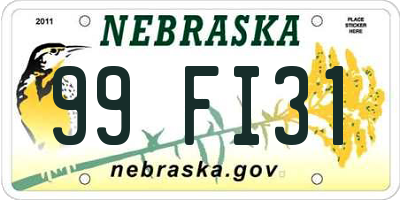 NE license plate 99FI31