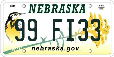 NE license plate 99FI33