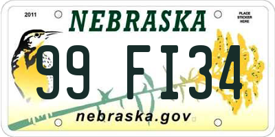 NE license plate 99FI34