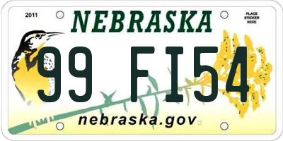 NE license plate 99FI54