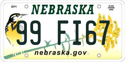 NE license plate 99FI67