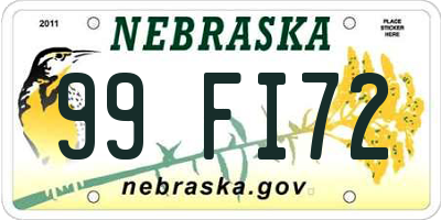NE license plate 99FI72