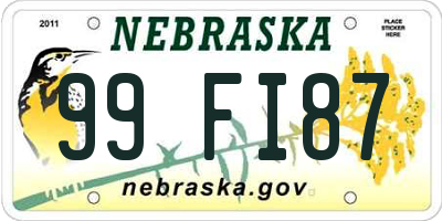NE license plate 99FI87