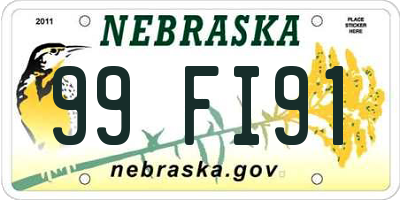 NE license plate 99FI91
