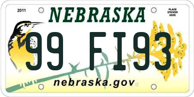 NE license plate 99FI93