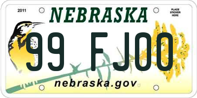 NE license plate 99FJ00