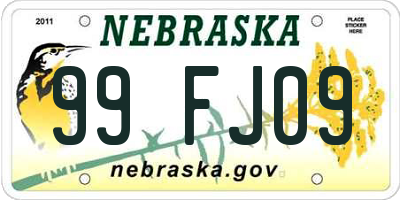 NE license plate 99FJ09