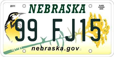 NE license plate 99FJ15