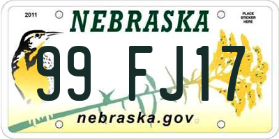 NE license plate 99FJ17