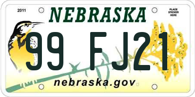 NE license plate 99FJ21