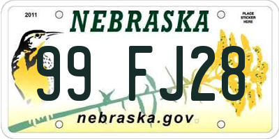 NE license plate 99FJ28