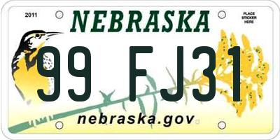 NE license plate 99FJ31