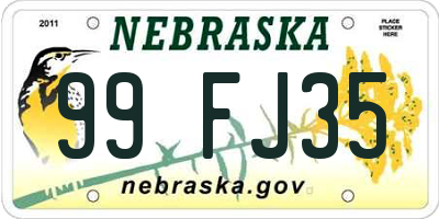 NE license plate 99FJ35