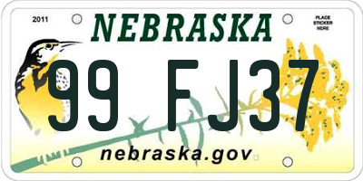 NE license plate 99FJ37