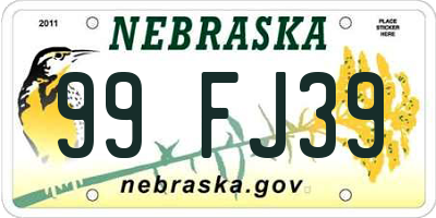 NE license plate 99FJ39