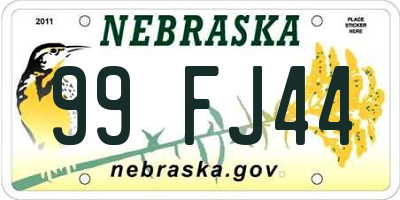 NE license plate 99FJ44