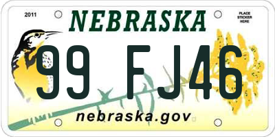 NE license plate 99FJ46