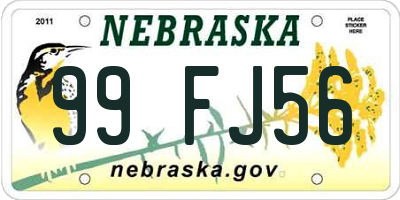 NE license plate 99FJ56