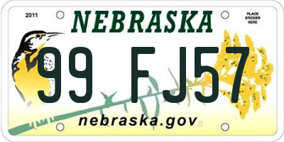 NE license plate 99FJ57