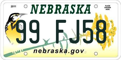 NE license plate 99FJ58