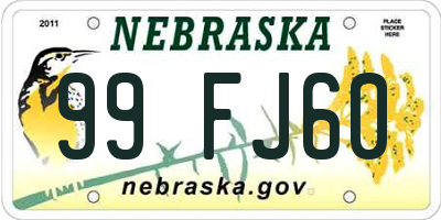 NE license plate 99FJ60