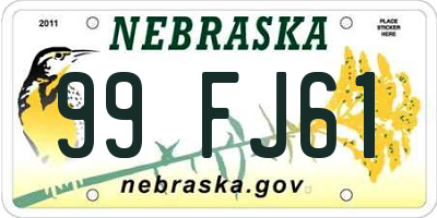 NE license plate 99FJ61