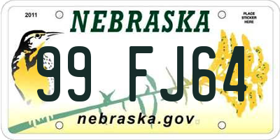 NE license plate 99FJ64