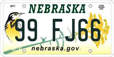 NE license plate 99FJ66