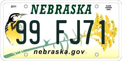 NE license plate 99FJ71