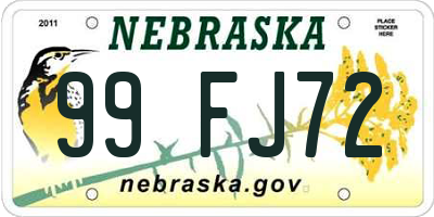NE license plate 99FJ72