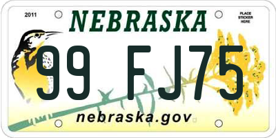 NE license plate 99FJ75