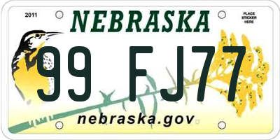 NE license plate 99FJ77