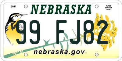 NE license plate 99FJ82