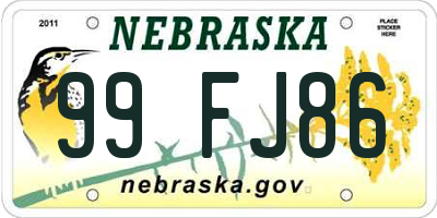 NE license plate 99FJ86