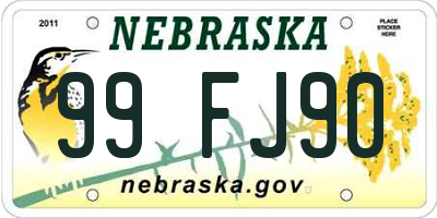 NE license plate 99FJ90