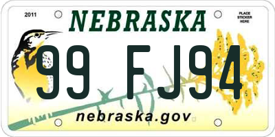 NE license plate 99FJ94