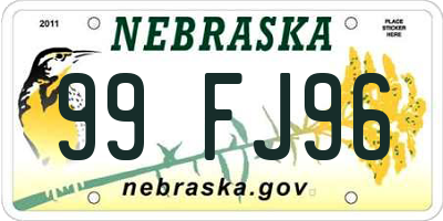 NE license plate 99FJ96