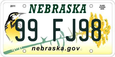 NE license plate 99FJ98