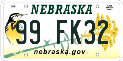 NE license plate 99FK32