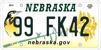 NE license plate 99FK42