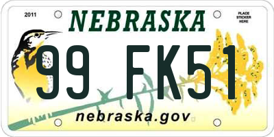 NE license plate 99FK51