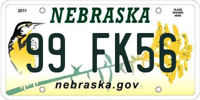 NE license plate 99FK56