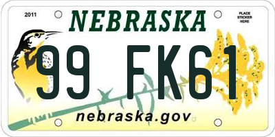 NE license plate 99FK61